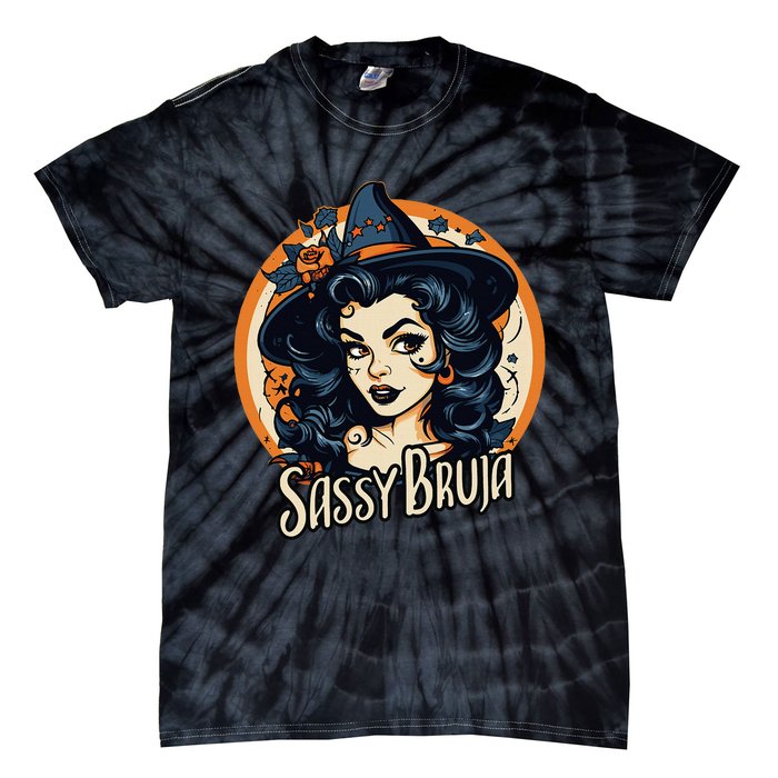 Sassy Bruja Latina Mexican Halloween Witch Tie-Dye T-Shirt