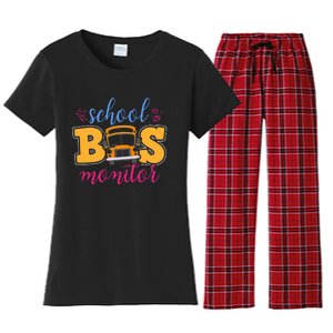 School Bus Monitor Heart Women's Flannel Pajama Set