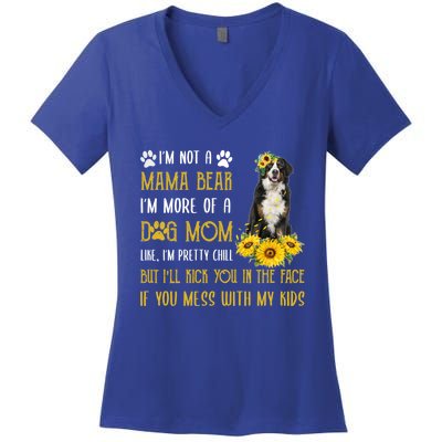 Sunflower Bernese Mountain Mom Mothers Day Dog Mom Cool Gift Women's V-Neck T-Shirt