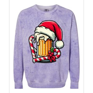 Santa Beer Mug Christmas Cheer Holiday Lovers Funny Gift Colorblast Crewneck Sweatshirt