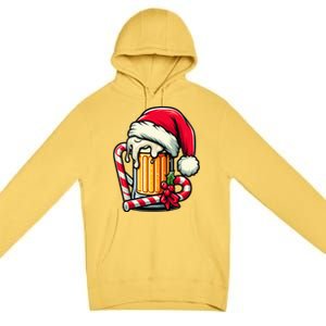 Santa Beer Mug Christmas Cheer Holiday Lovers Funny Gift Premium Pullover Hoodie