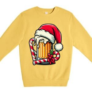 Santa Beer Mug Christmas Cheer Holiday Lovers Funny Gift Premium Crewneck Sweatshirt