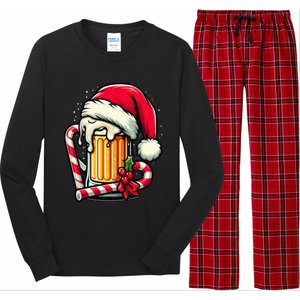 Santa Beer Mug Christmas Cheer Holiday Lovers Funny Gift Long Sleeve Pajama Set