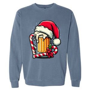 Santa Beer Mug Christmas Cheer Holiday Lovers Funny Gift Garment-Dyed Sweatshirt