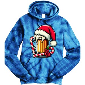 Santa Beer Mug Christmas Cheer Holiday Lovers Funny Gift Tie Dye Hoodie