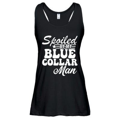 Spoiled By My Blue Collar Man (On Back) Ladies Essential Flowy Tank