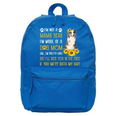 Sunflower Blue Merle Collie Mom Mothers Day Dog Mom Gift 16 in Basic Backpack