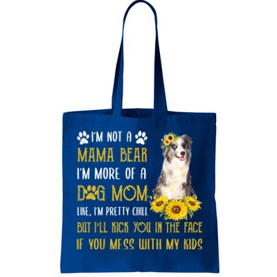 Sunflower Blue Merle Collie Mom Mothers Day Dog Mom Gift Tote Bag