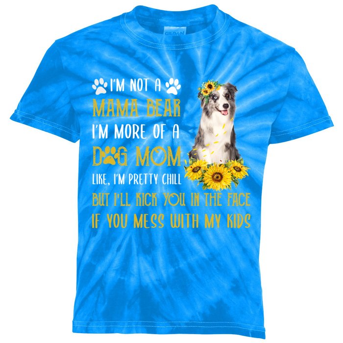 Sunflower Blue Merle Collie Mom Mothers Day Dog Mom Gift Kids Tie-Dye T-Shirt