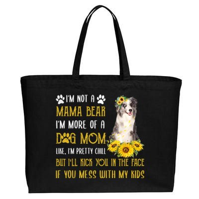 Sunflower Blue Merle Collie Mom Mothers Day Dog Mom Gift Cotton Canvas Jumbo Tote