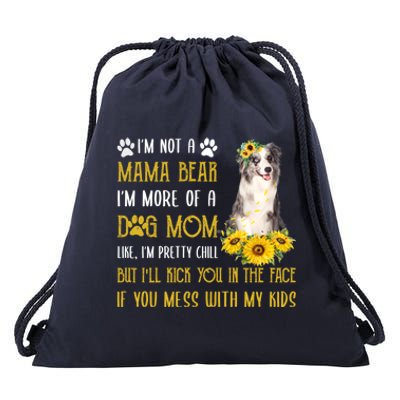 Sunflower Blue Merle Collie Mom Mothers Day Dog Mom Gift Drawstring Bag