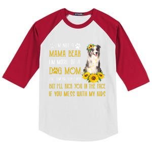 Sunflower Blue Merle Collie Mom Mothers Day Dog Mom Gift Kids Colorblock Raglan Jersey