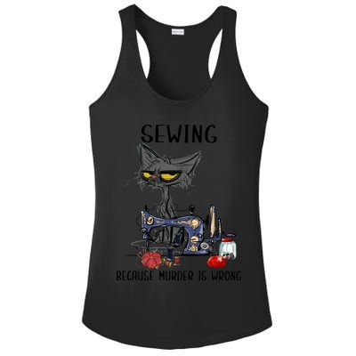 Sewing Because Murder Is Wrong Funny Cat Ladies PosiCharge Competitor Racerback Tank