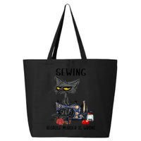 Sewing Because Murder Is Wrong Funny Cat 25L Jumbo Tote