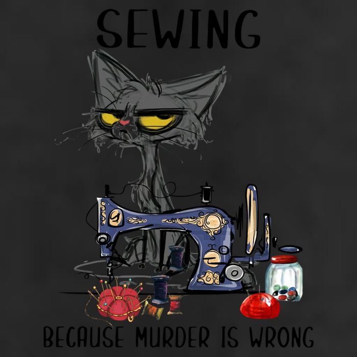 Sewing Because Murder Is Wrong Funny Cat 25L Jumbo Tote