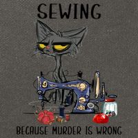 Sewing Because Murder Is Wrong Funny Cat Cotton Canvas Backpack