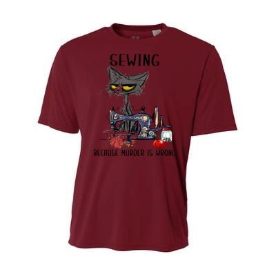 Sewing Because Murder Is Wrong Funny Cat Youth Performance Sprint T-Shirt