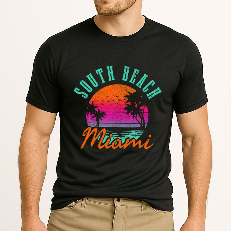South Beach Miami Retro Florida Usa Souvenir Cooling Performance Crew T-Shirt