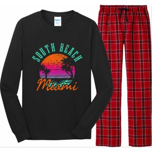 South Beach Miami Retro Florida Usa Souvenir Long Sleeve Pajama Set