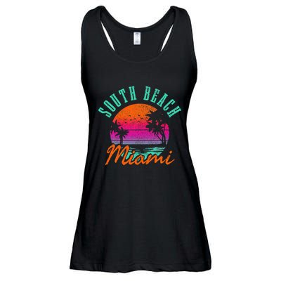 South Beach Miami Retro Florida Usa Souvenir Ladies Essential Flowy Tank