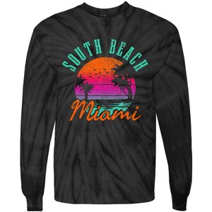 South Beach Miami Retro Florida Usa Souvenir Tie-Dye Long Sleeve Shirt