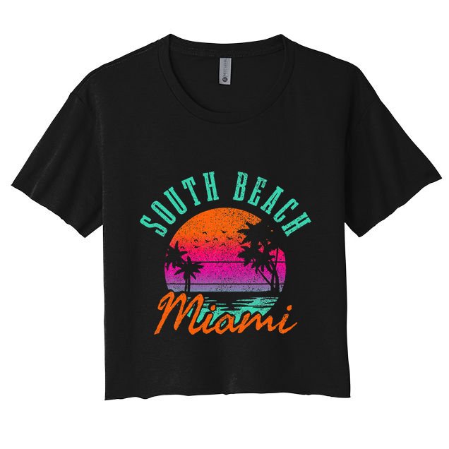 South Beach Miami Retro Florida Usa Souvenir Crop Top