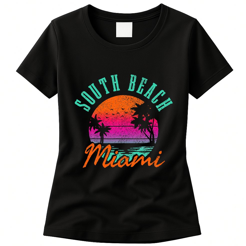 South Beach Miami Retro Florida Usa Souvenir Womens T-Shirt