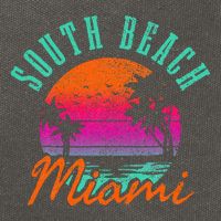 South Beach Miami Retro Florida Usa Souvenir Cotton Canvas Backpack