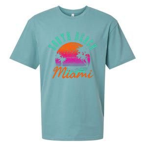 South Beach Miami Retro Florida Usa Souvenir Sueded Cloud Jersey T-Shirt