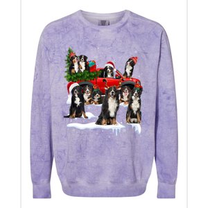 Santa Bernese Mountain Dog Red Truck Christmas Tree Pajamas Gift Colorblast Crewneck Sweatshirt