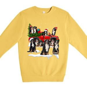 Santa Bernese Mountain Dog Red Truck Christmas Tree Pajamas Gift Premium Crewneck Sweatshirt