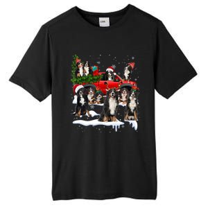 Santa Bernese Mountain Dog Red Truck Christmas Tree Pajamas Gift Tall Fusion ChromaSoft Performance T-Shirt