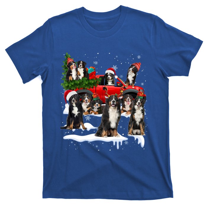 Santa Bernese Mountain Dog Red Truck Christmas Tree Pajamas Gift T-Shirt