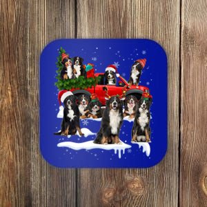 Santa Bernese Mountain Dog Red Truck Christmas Tree Pajamas Gift Coaster