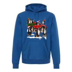 Santa Bernese Mountain Dog Red Truck Christmas Tree Pajamas Gift Premium Hoodie