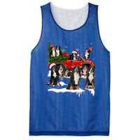 Santa Bernese Mountain Dog Red Truck Christmas Tree Pajamas Gift Mesh Reversible Basketball Jersey Tank