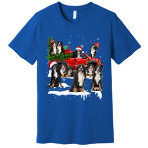 Santa Bernese Mountain Dog Red Truck Christmas Tree Pajamas Gift Premium T-Shirt