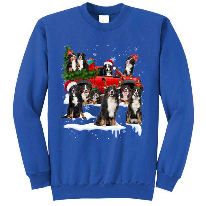 Santa Bernese Mountain Dog Red Truck Christmas Tree Pajamas Gift Tall Sweatshirt