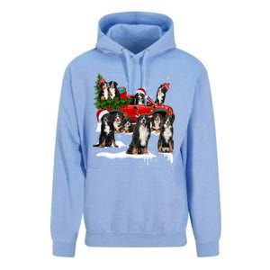 Santa Bernese Mountain Dog Red Truck Christmas Tree Pajamas Gift Unisex Surf Hoodie