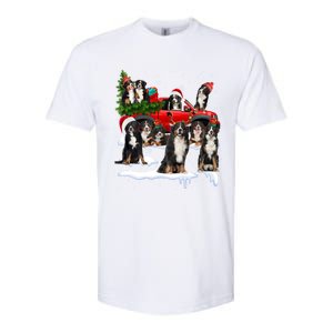 Santa Bernese Mountain Dog Red Truck Christmas Tree Pajamas Gift Softstyle CVC T-Shirt