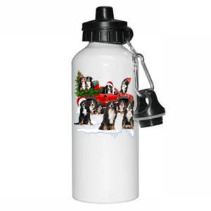 Santa Bernese Mountain Dog Red Truck Christmas Tree Pajamas Gift Aluminum Water Bottle