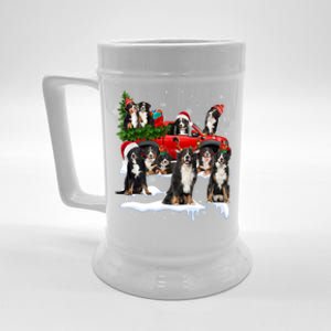 Santa Bernese Mountain Dog Red Truck Christmas Tree Pajamas Gift Beer Stein