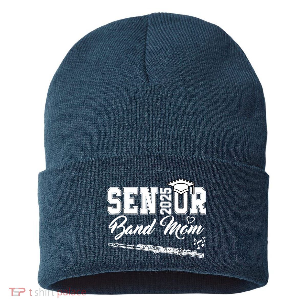 Senior Band Mom 2025 Marching Band Class Of 2025 Flute Sustainable Knit Beanie