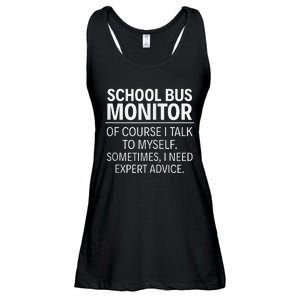 School Bus Monitor Of Course I Talk To Myself Ladies Essential Flowy Tank