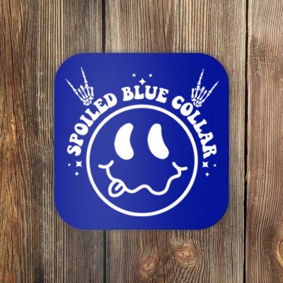 Spoiled By My Blue Collar Funny Wife Groovy (Two Side) Cute Gift Coaster