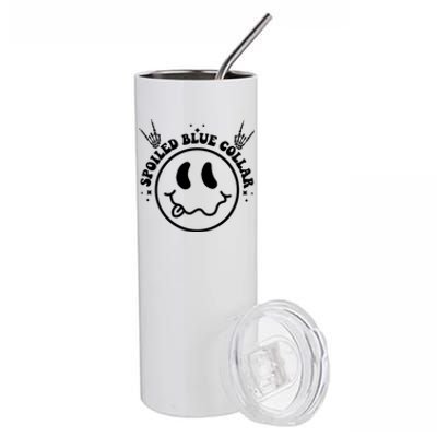 Spoiled By My Blue Collar Funny Wife Groovy (Two Side) Cute Gift Stainless Steel Tumbler