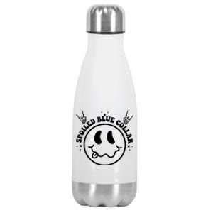 Spoiled By My Blue Collar Funny Wife Groovy (Two Side) Cute Gift Stainless Steel Insulated Water Bottle