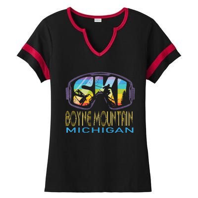 Ski Boyne Mountain Michigan Skiing Vacation Ladies Halftime Notch Neck Tee