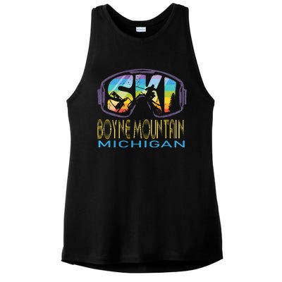 Ski Boyne Mountain Michigan Skiing Vacation Ladies PosiCharge Tri-Blend Wicking Tank