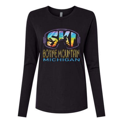 Ski Boyne Mountain Michigan Skiing Vacation Womens Cotton Relaxed Long Sleeve T-Shirt